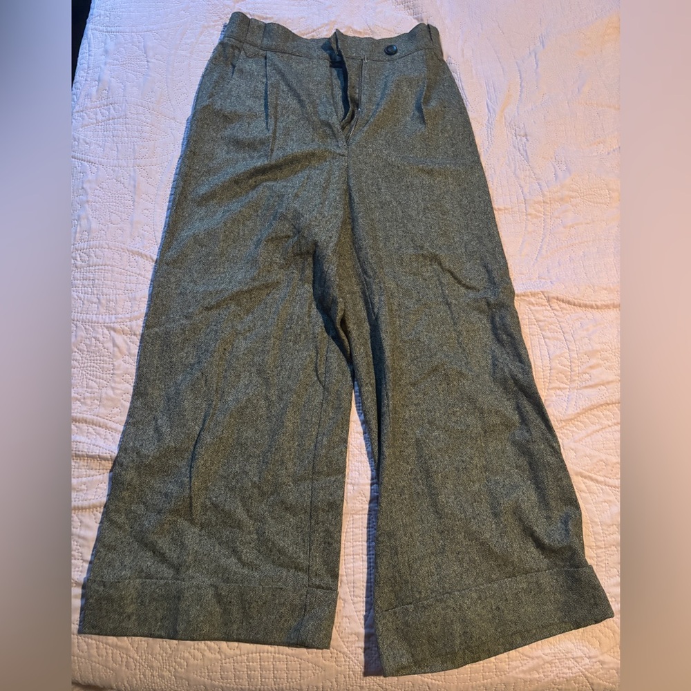 Caves Collect Cropped Gray Wide-Leg Trousers